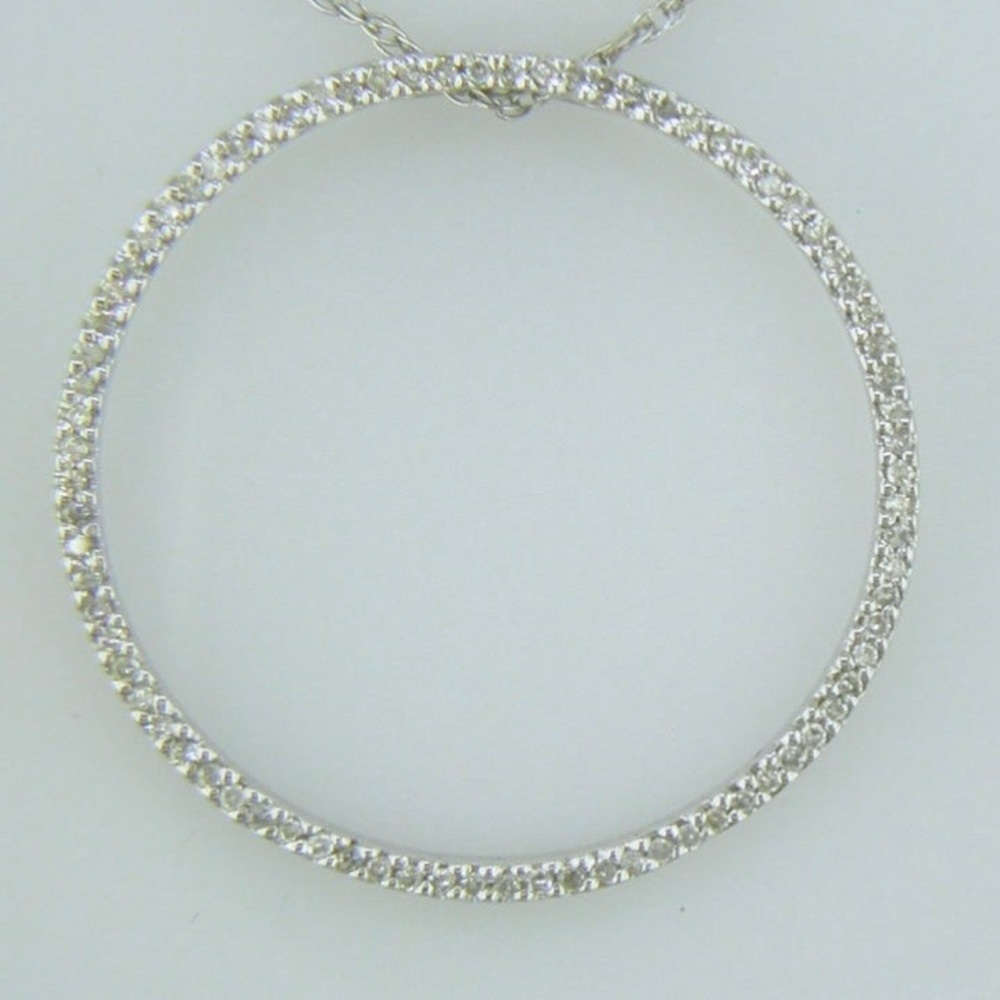 14k white gold diamond hoop pendant